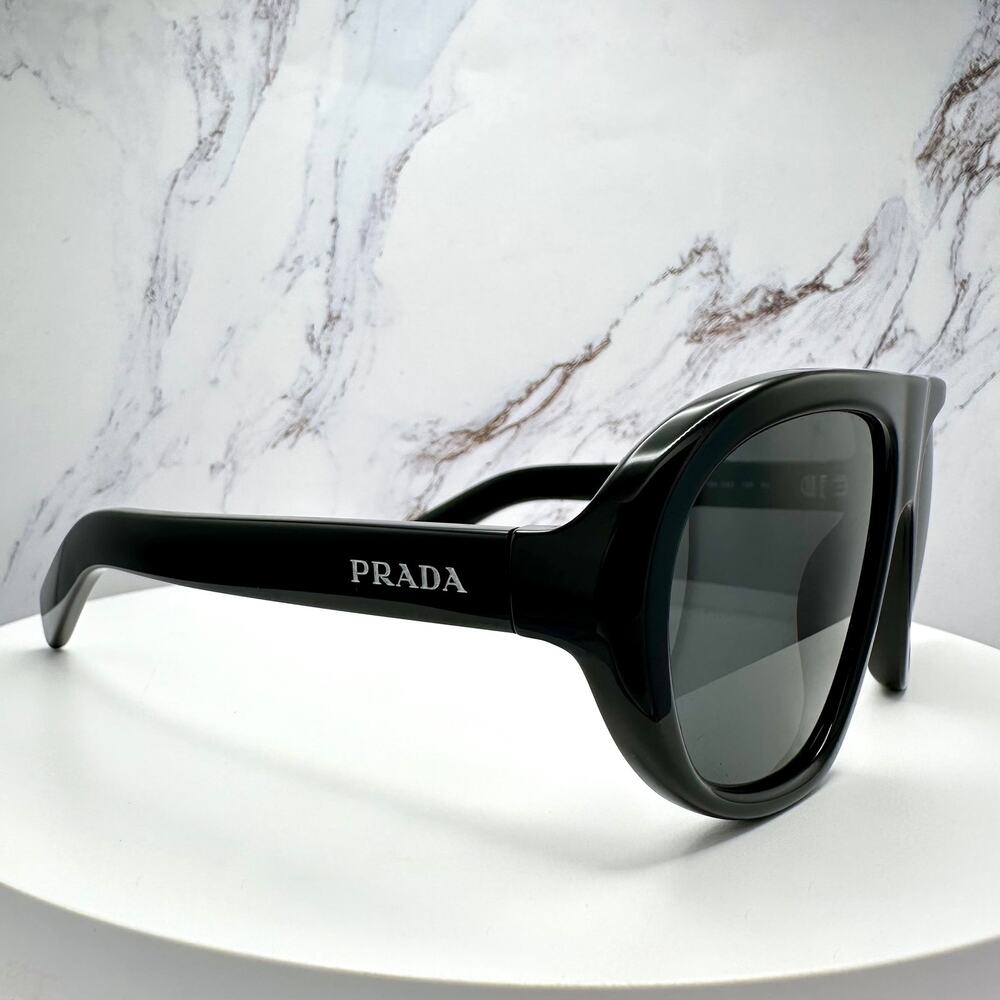 New PRADA Sunglasses PR C05S 16K08Z Black 2025 Collection Aviator Shield Mask - Picture 7 of 16